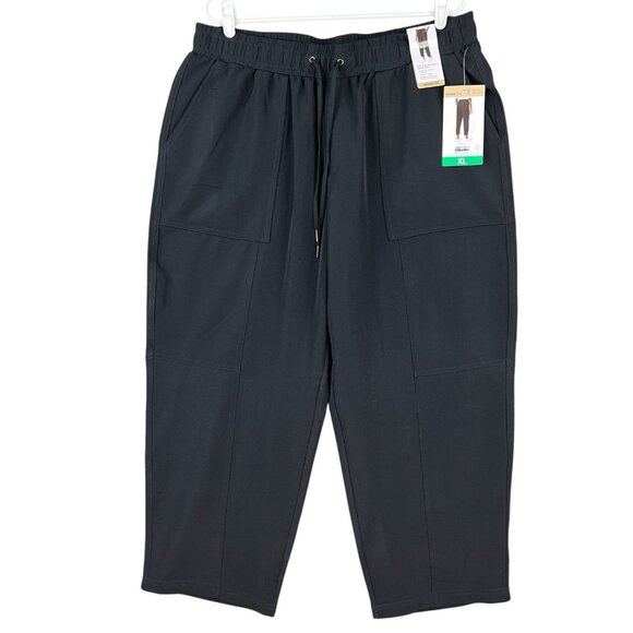 Mondetta Women's Pull-on Stretch High Rise Textured Black Ankle Pant Size XL NWT - Picture 1 of 14
